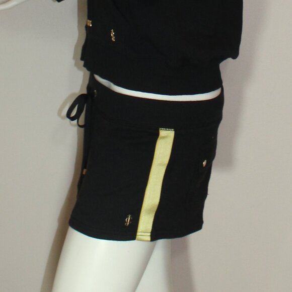 Juicy Couture  set of Hoodie zip shorts black gold  cotton blend size small - Picture 8 of 9